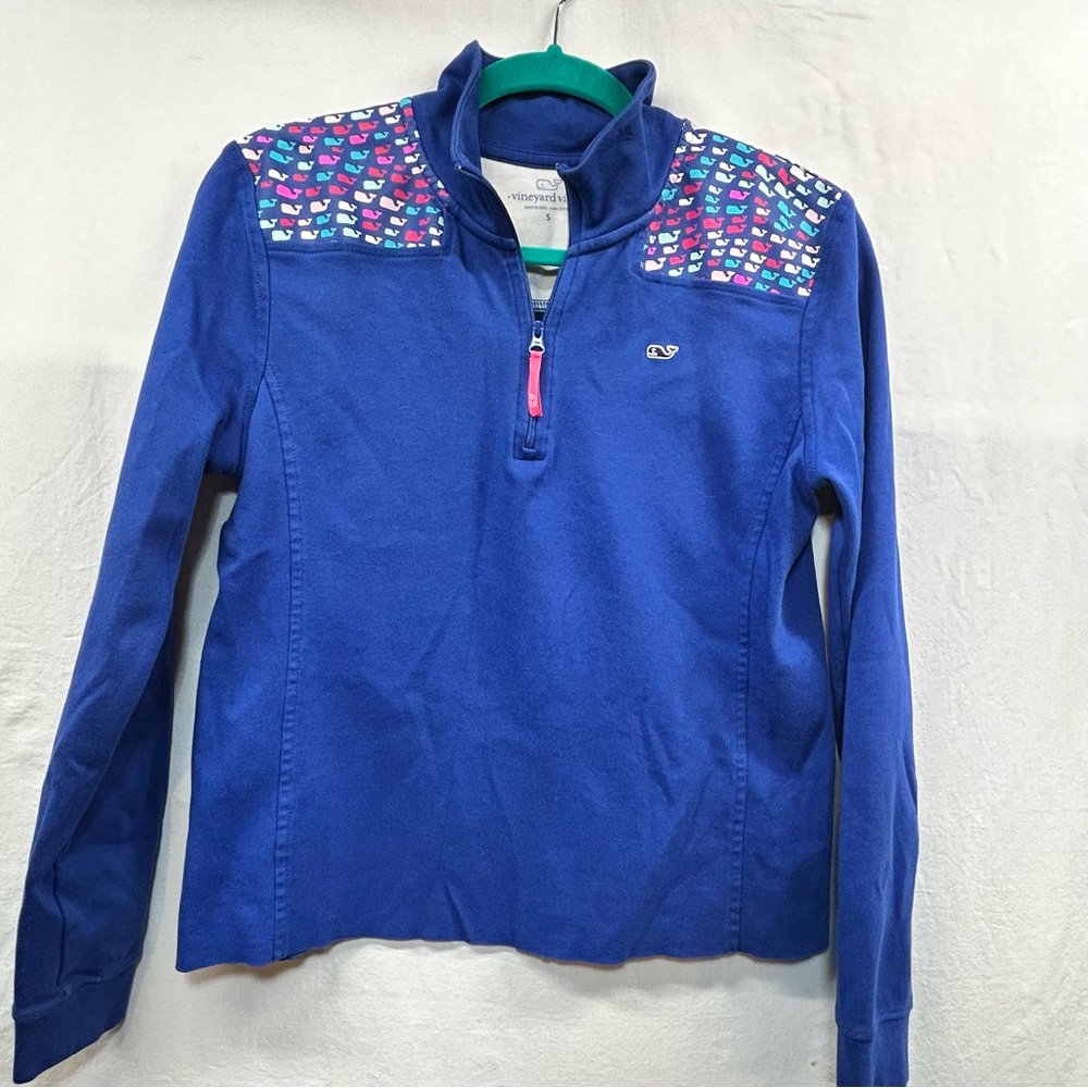 Vineyard Vines Royal Blue Whale Logo Shep Shirt‎ Zip Neck Pullover Women's Small